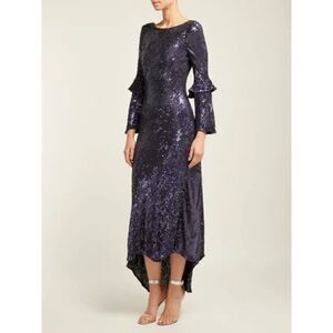 Maria Lucia Hohan Polina Sequinned Chiffon Formal Dress Navy Blue Purple Size 2